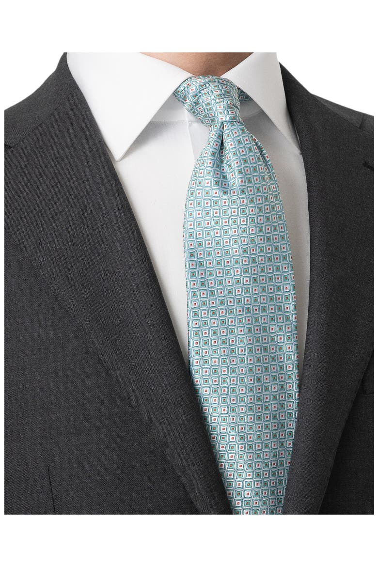 Geometric Silk Jacquard Tie, Alternate, color, MEDIUM GREEN