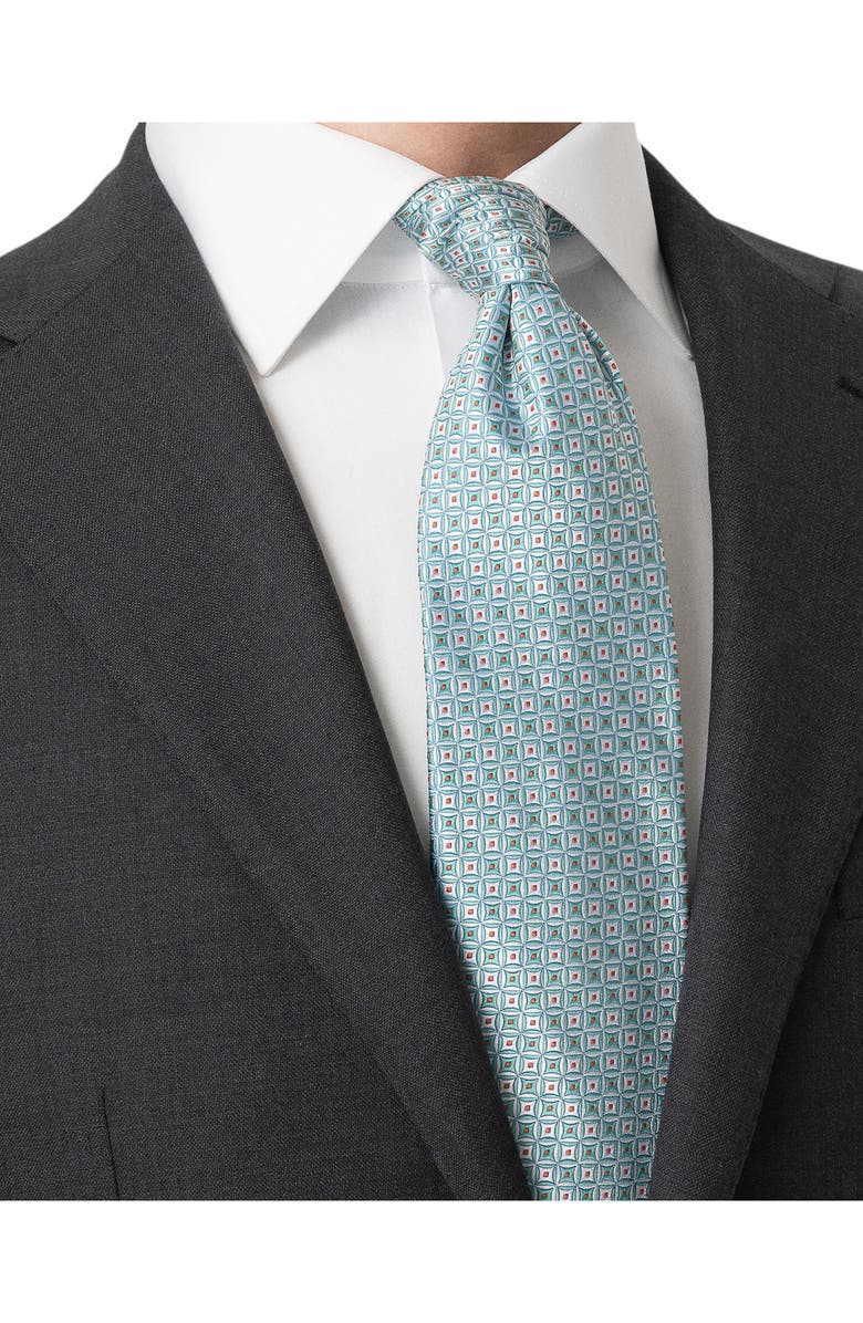 Eton Geometric Silk Jacquard Tie, Alternate, color, Medium Green