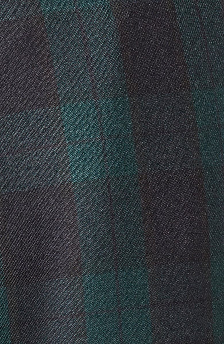 Berle Touch Finish Pleated Classic Fit Plaid Wool Trousers, Alternate, color, Green