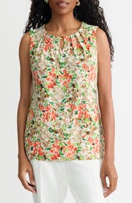 KASPER Pleat Neck Sleeveless Top