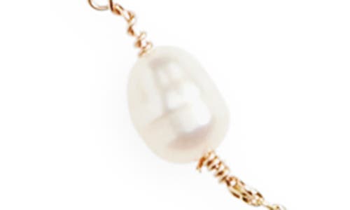 Nordstrom Rack Freshwater Pearl Lariat Necklace In White- Gold