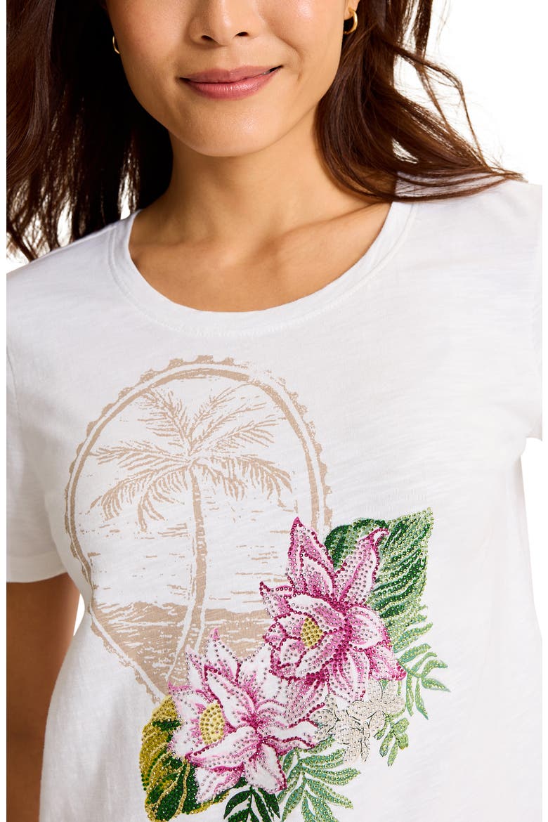 Lux Beaded Floral Stamp Graphic Organic Cotton T-Shirt, Alternate, color, WHITE