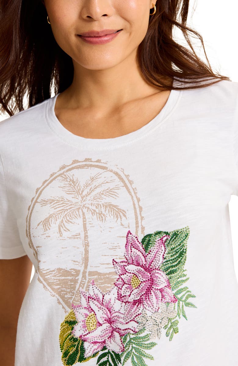 Tommy Bahama Lux Beaded Floral Stamp Graphic Organic Cotton T-Shirt, Alternate, color, White