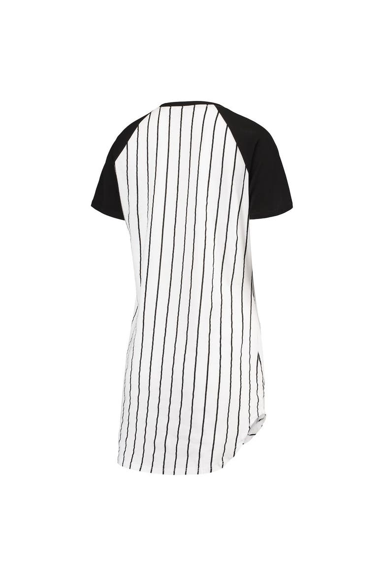 Women's Concepts Sport White/Black San Francisco Giants Vigor Pinstripe Raglan V-Neck Nightshirt, Alternate, color, White