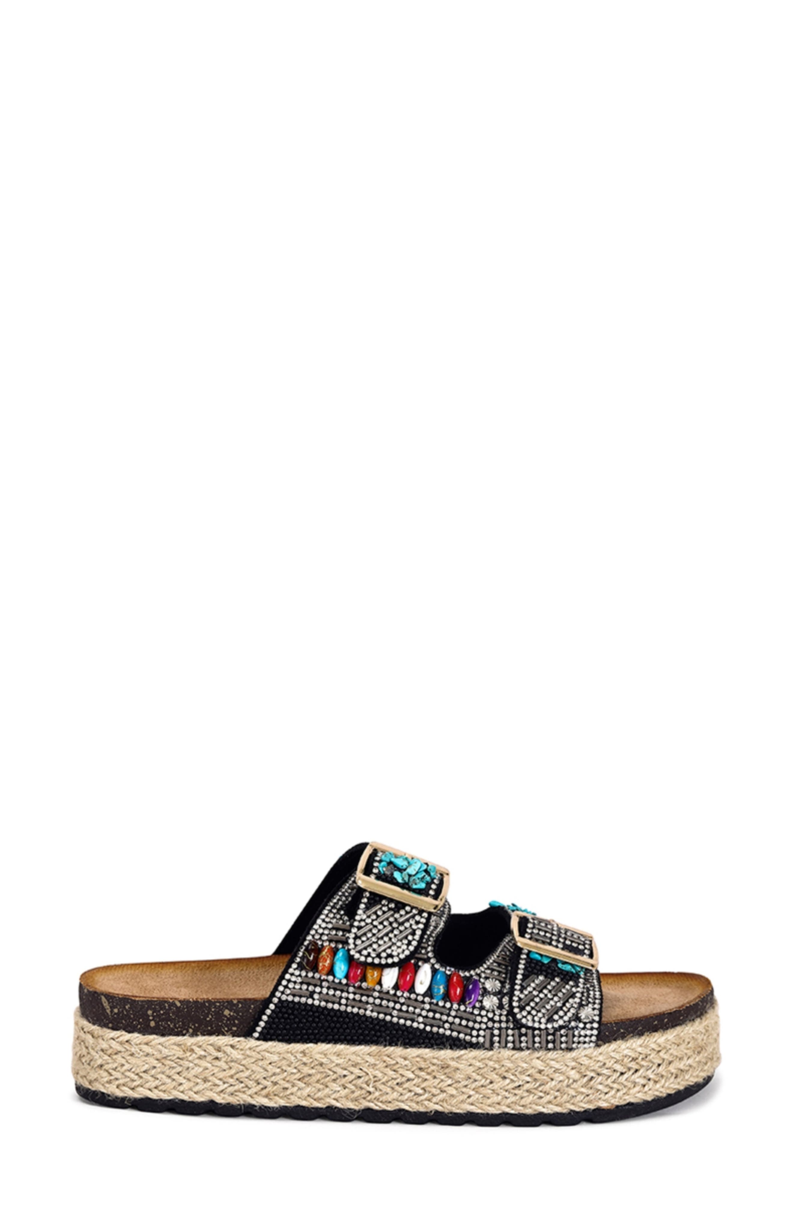 AZALEA WANG Kaylum Embellished Platform Slide Sandal, Alternate, color, Black Multi
