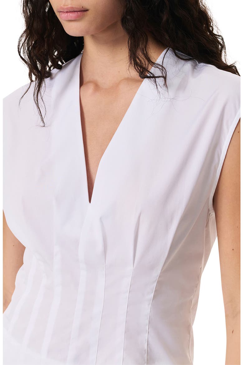 Ines Pleated Poplin Top, Alternate, color, WHITE