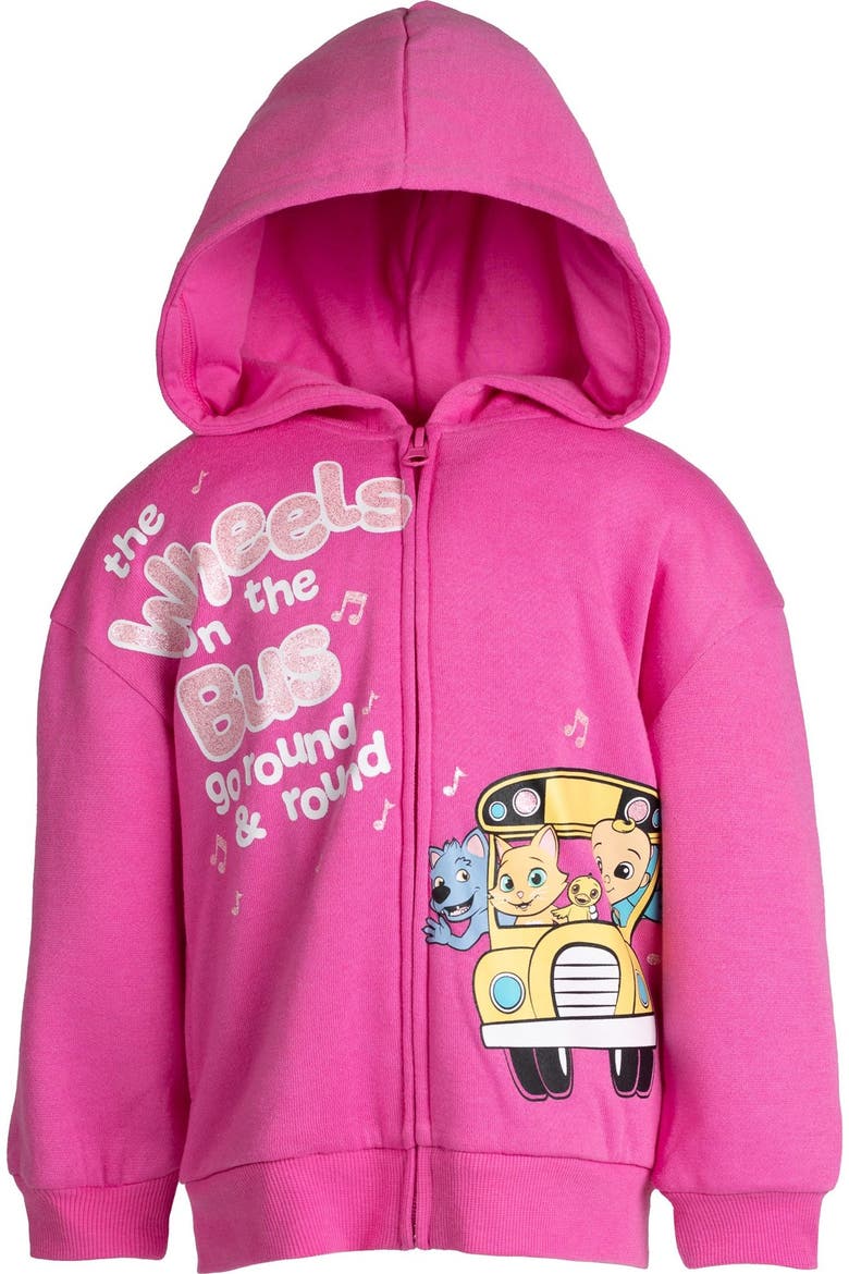 Girls' Fleece Zip-Up Hoodie, Alternate, color, JJ Pink
