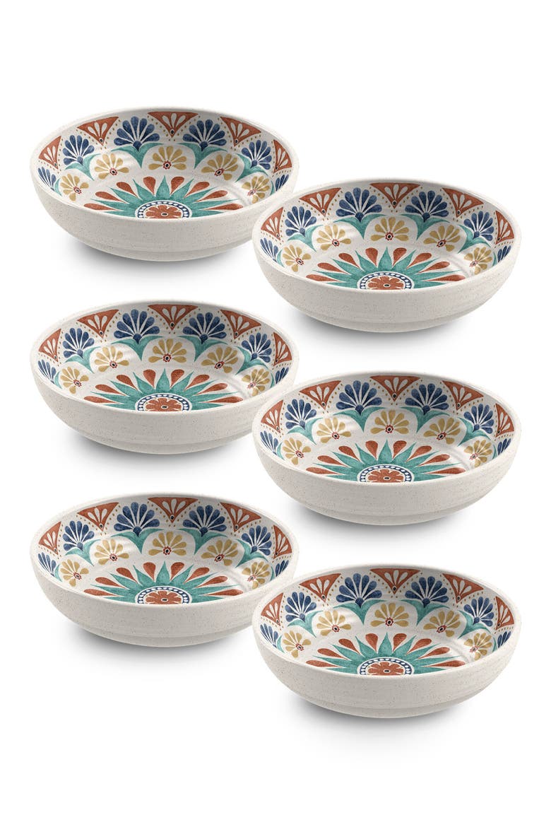 Desert Rio Set of Six Melamine Bowls, Main, color, WHITE MULTI