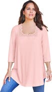 Roaman's Squareneck Pointelle Top