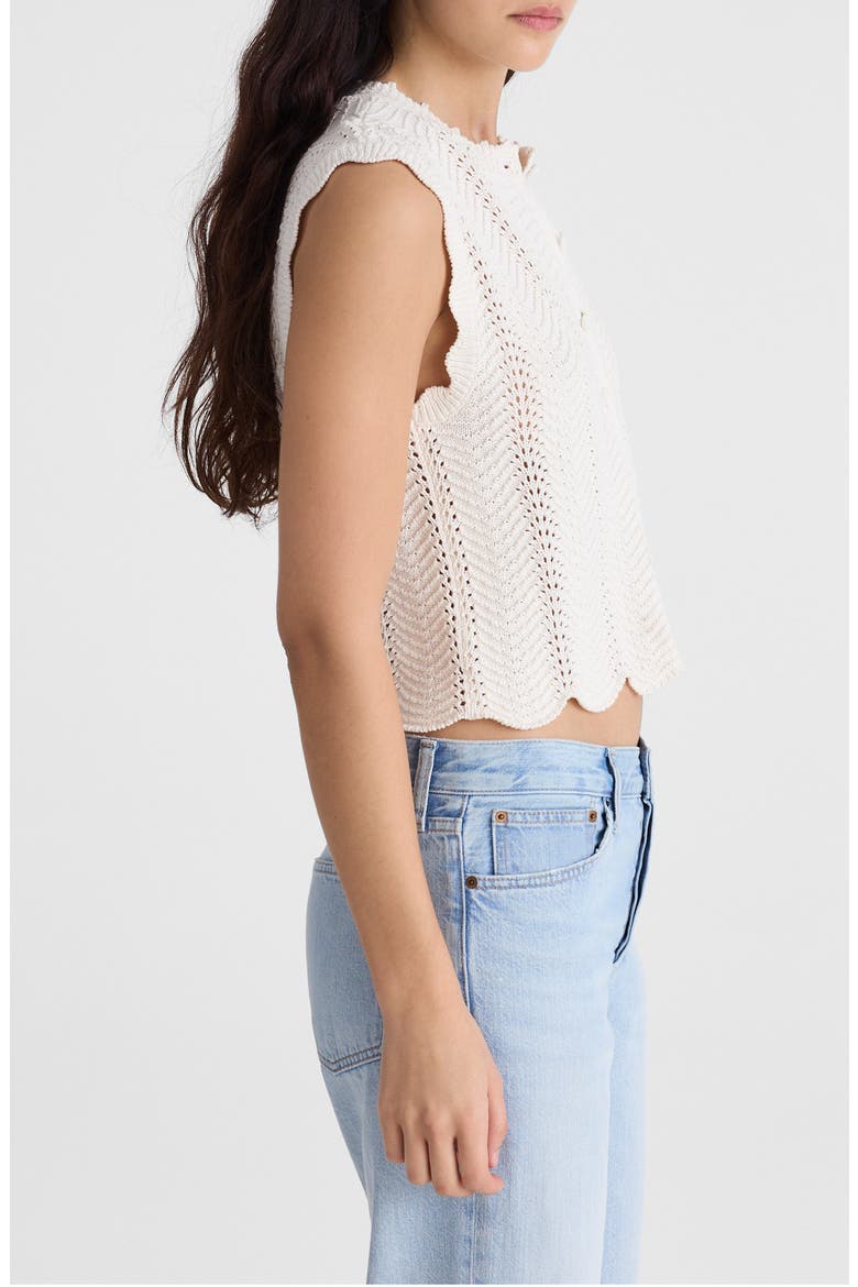 Wavy Knit Button-Up Shell, Alternate, color, VINTAGE IVORY