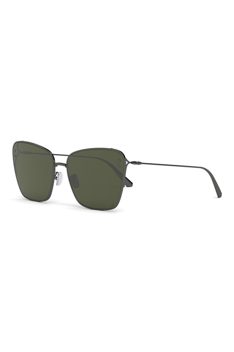 MissDior B2U 63mm Butterfly Sunglasses, Alternate, color, SHINY GUMETAL / GREEN