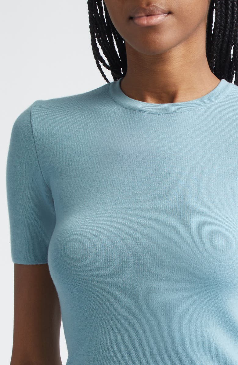 Michael Kors Collection Short Sleeve Cashmere Sweater, Alternate, color, Seaglass