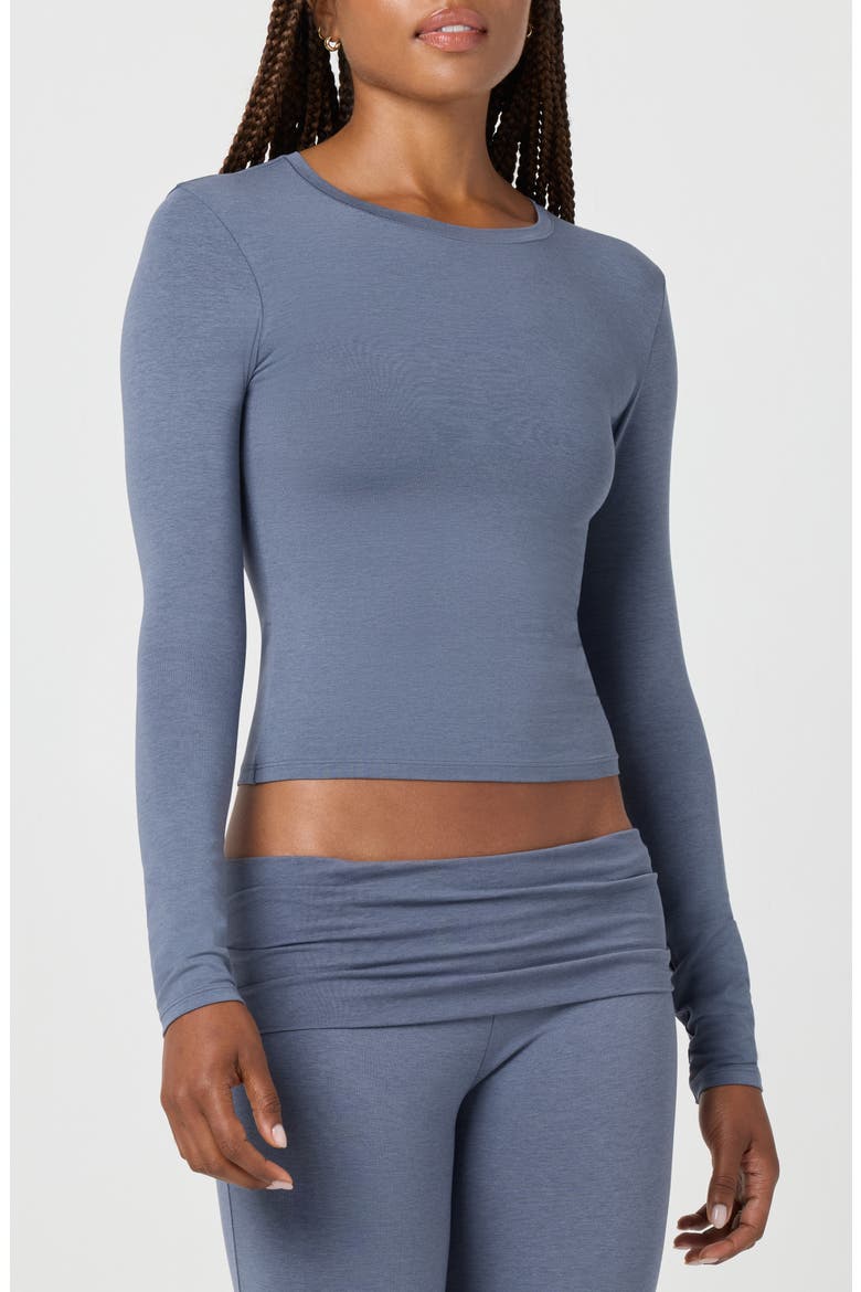 Softie Cotton Blend Long Sleeve Top, Main, color, GRISAILLE