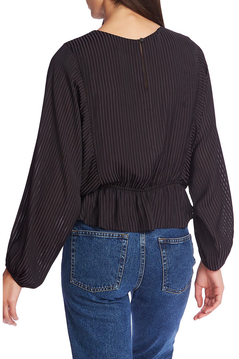 Shadow Stripe Dolman Sleeve Peplum Top, Alternate, color, RICH BLACK