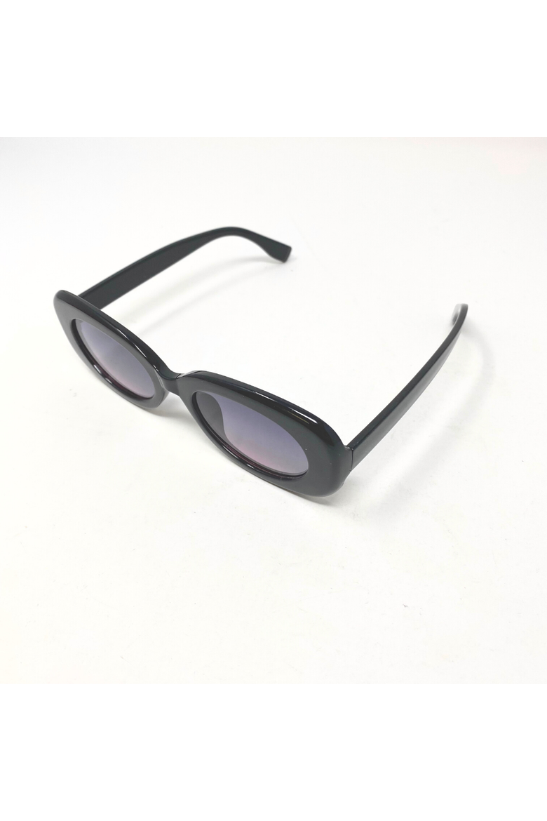 Oval Retro Sunglasses with Polarized Lens, Alternate, color, Black
