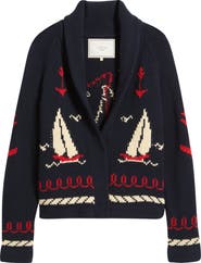 THE GREAT. The Sailboat Lodge Shawl Collar Cardigan