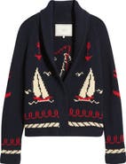 THE GREAT. The Sailboat Lodge Shawl Collar Cardigan