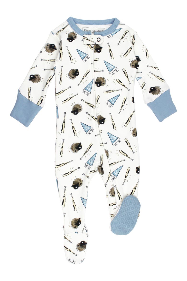 Print Fitted One-Piece Organic Cotton Footie Pajamas, Main, color, LET'S GO