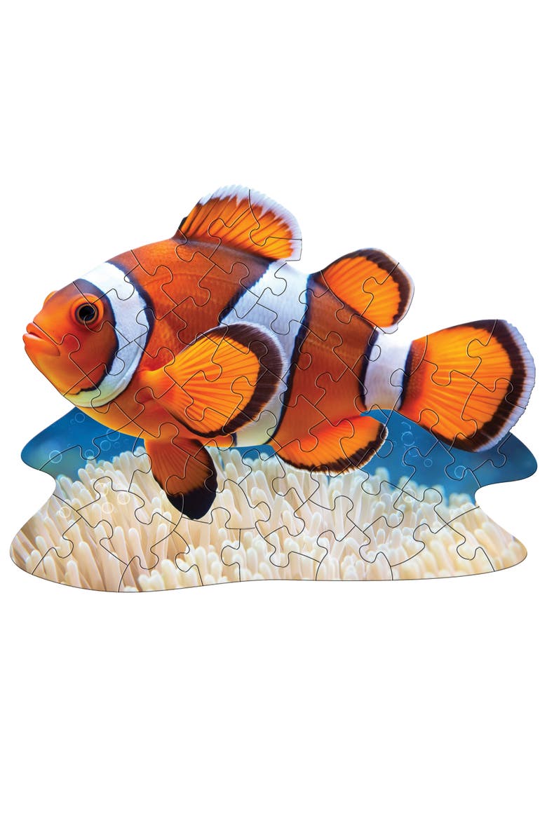 I Am Lil Clownfish 48 Piece Fish Shaped Puzzle, Ocean Life, Alternate, color, Multicolored