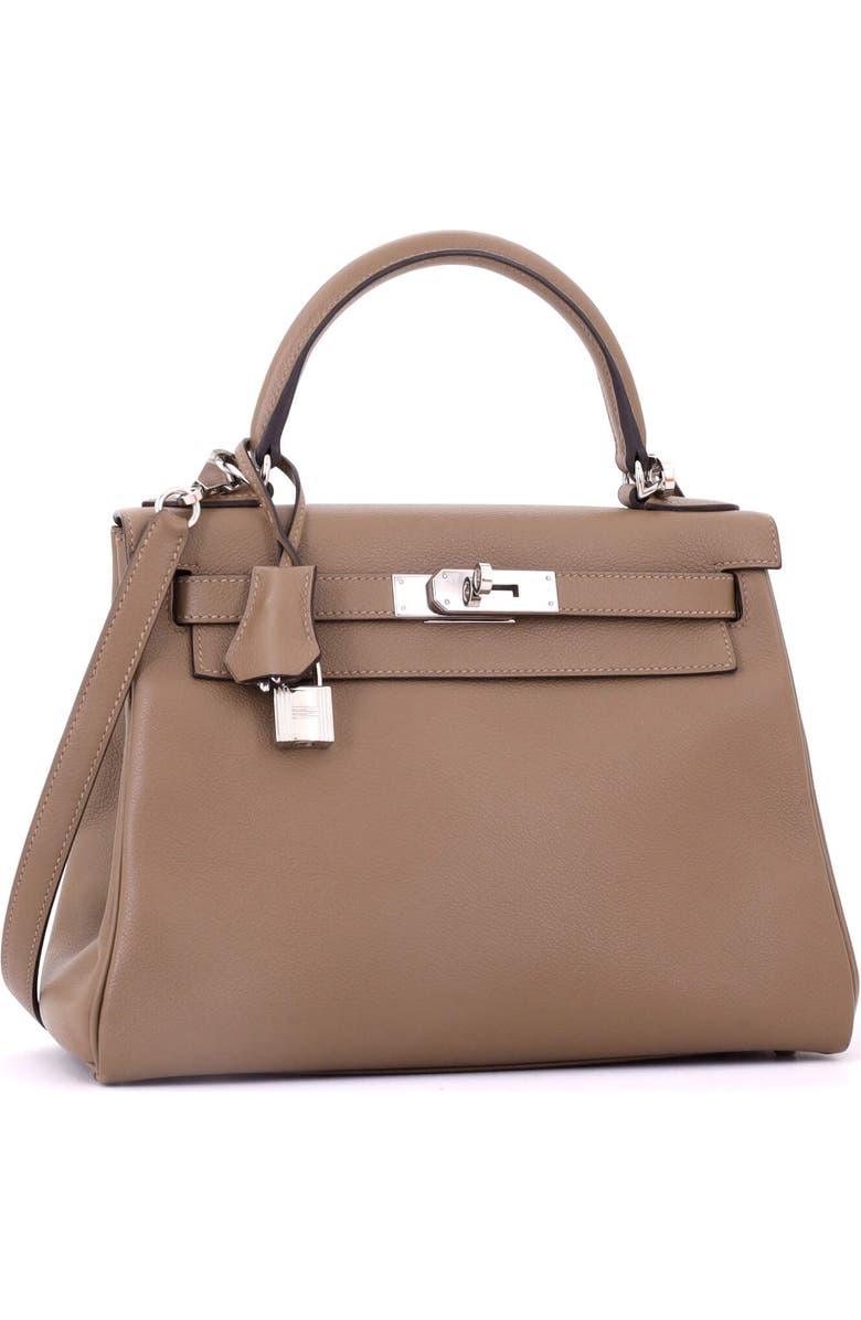 Pre-Owned Hermes Kelly Handbag Brown Evercolor with Palladium Hardware 28, Alternate, color, Beige De Weimar