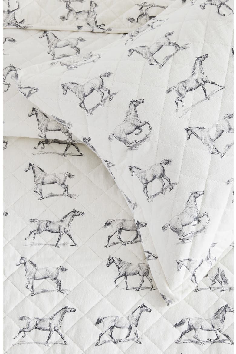 Horse Flannel Quilt & Sham Set, Alternate, color, GREY