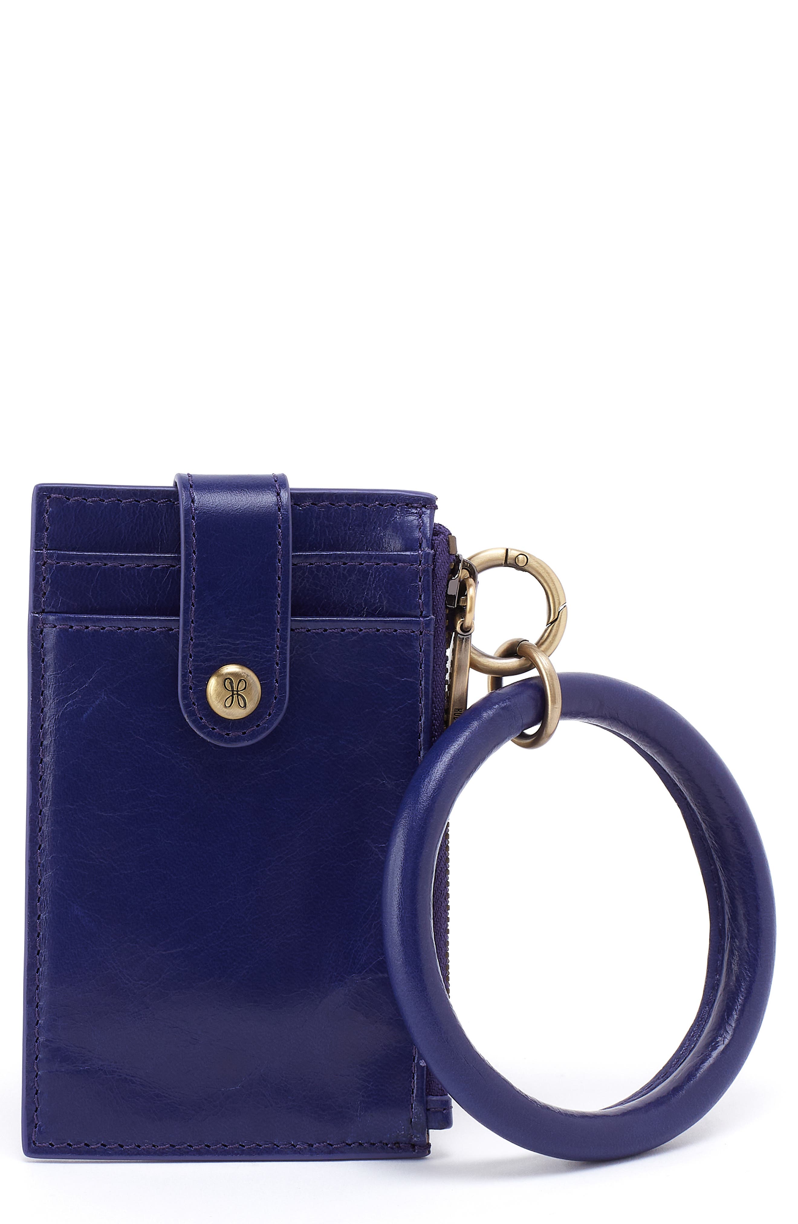 Ring Credit Card Leather Wristlet, Main, color, WINTER VIOLET