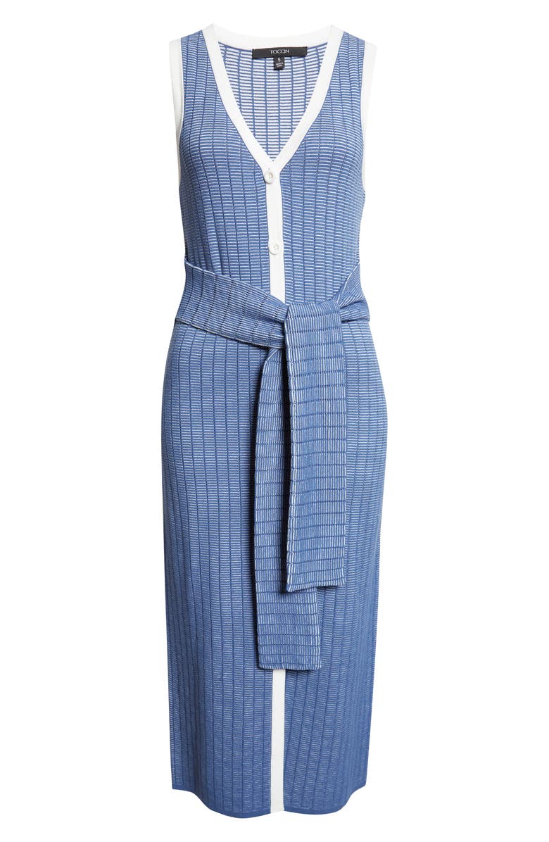 Toccin Bex Tie Front Sleeveless Mid Dress, Alternate, color, 