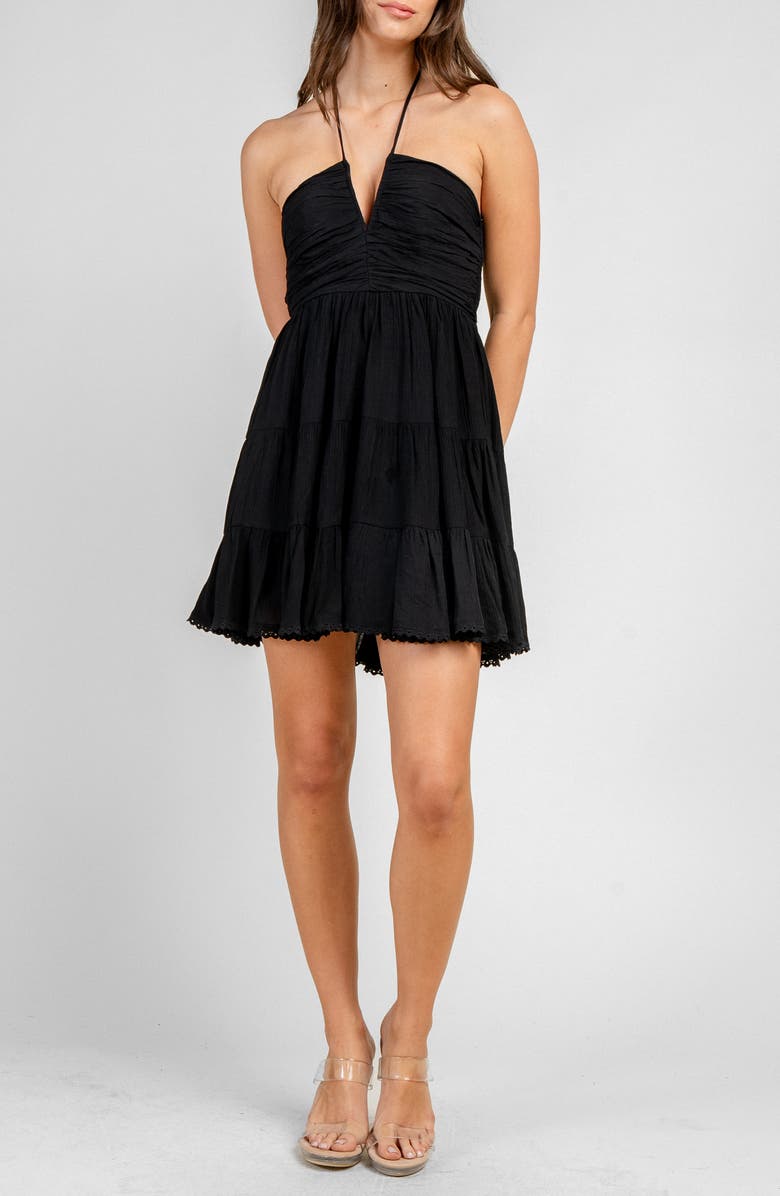 Beivy Notch Front Halter Dress, Main, color, Black