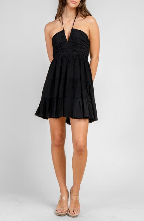 Notch Front Halter Dress