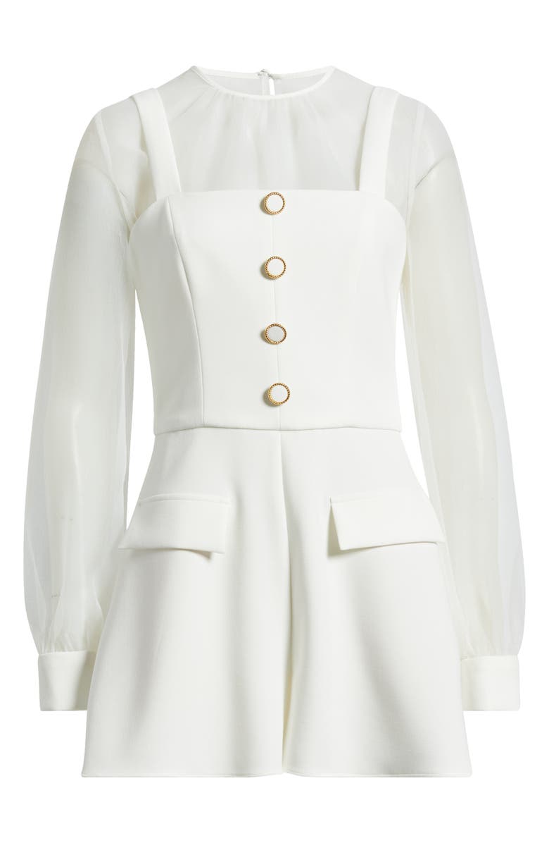 Black Halo Harvey Long Sleeve Romper, Alternate, color, White