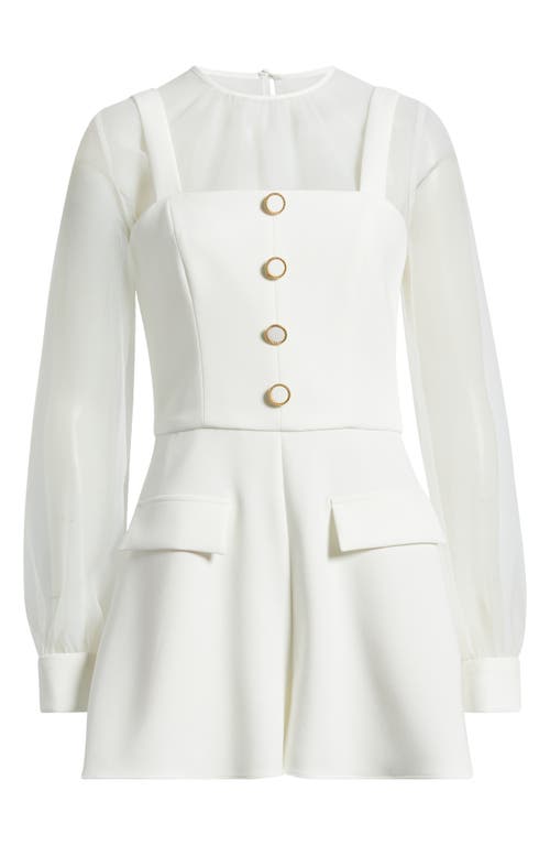 Black Halo Harvey Long Sleeve Romper In White