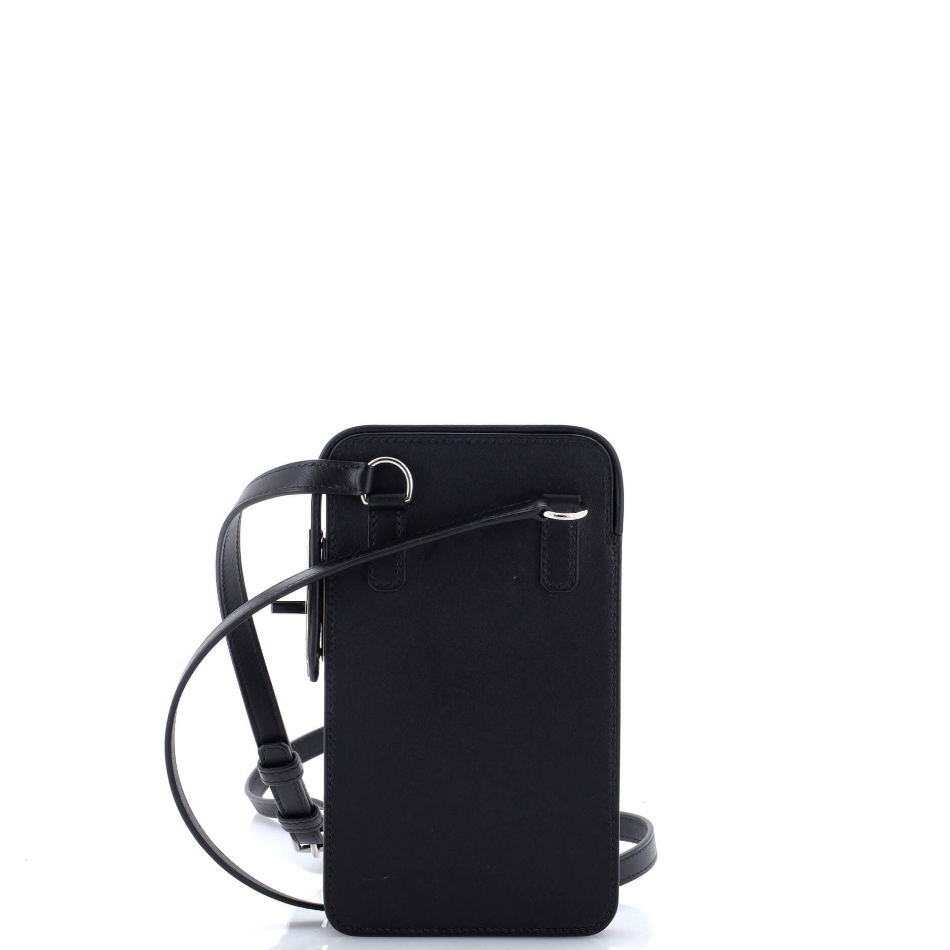 Pre-Owned Hermes Hac a Box Phone Case Tadelakt, Alternate, color, Noir