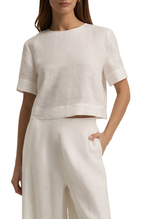 Shop Favorite Daughter The Easy Breezy Linen Crop T-shirt In Bright White
