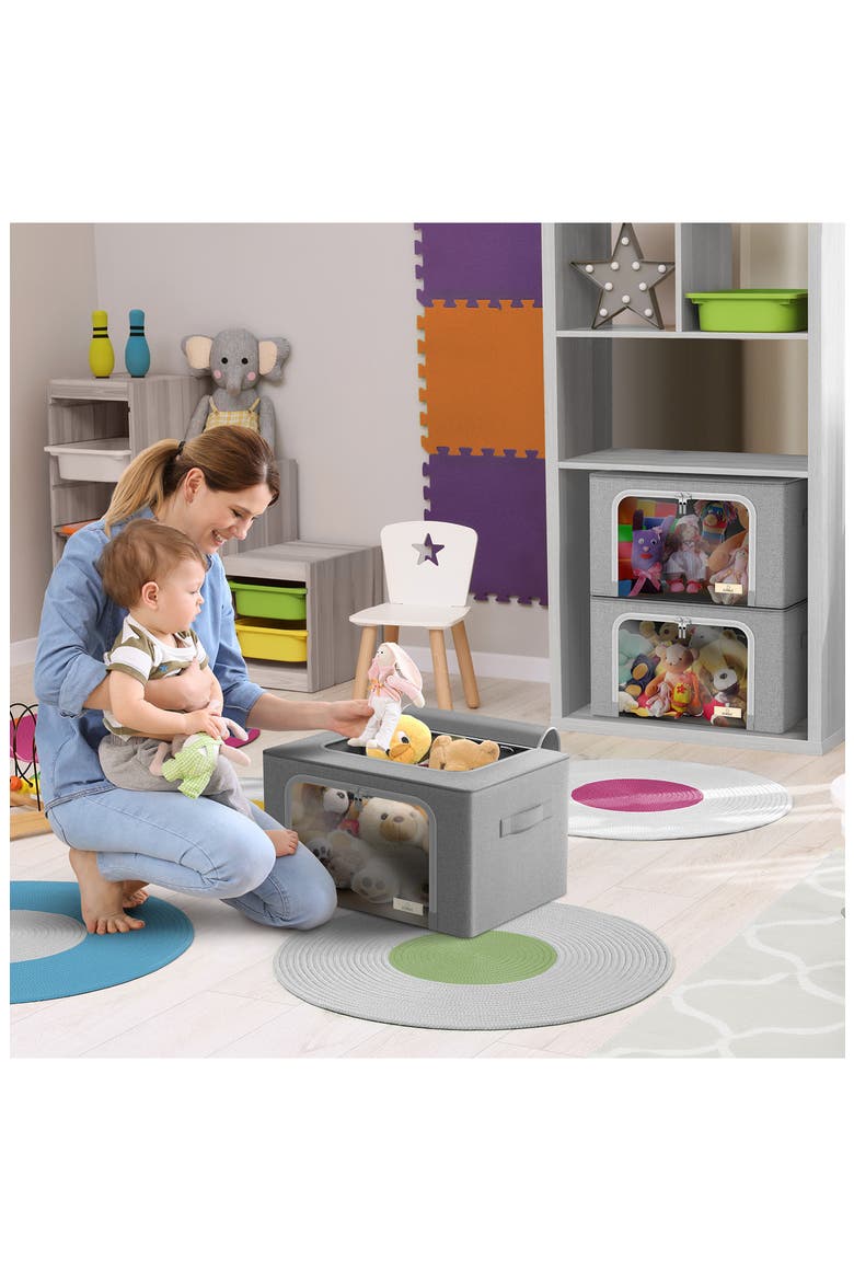 6-Pack Medium Foldable Storage Bins, Alternate, color, GRAY
