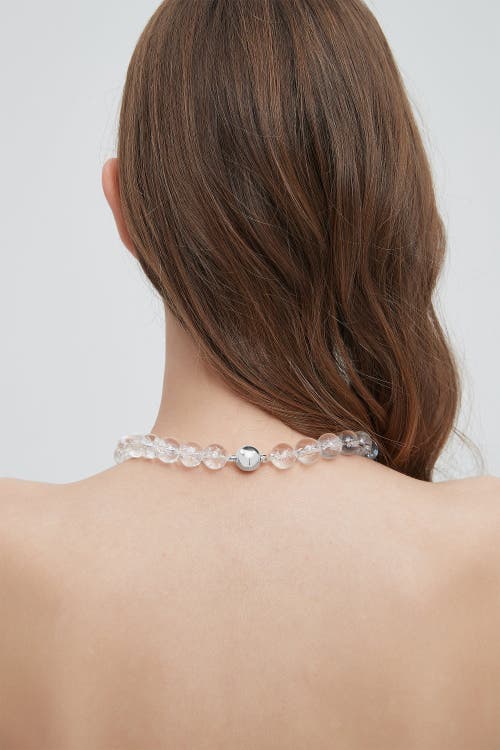 Classicharms Frostnova Azeztulite Clear Phantom Large Crystal Sphere Necklace-14mm In Silver