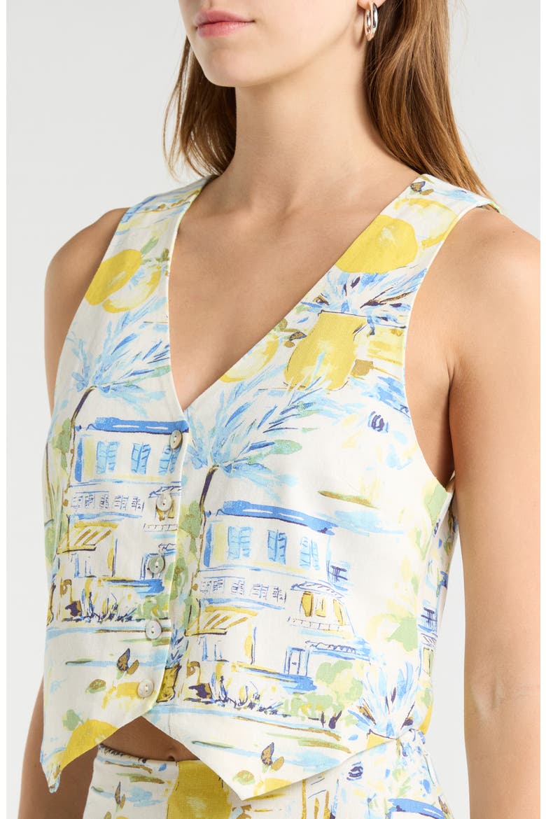 Amalfi Coast Kayri Buttoned Crop Top, Alternate, color, BLUE-MULTI