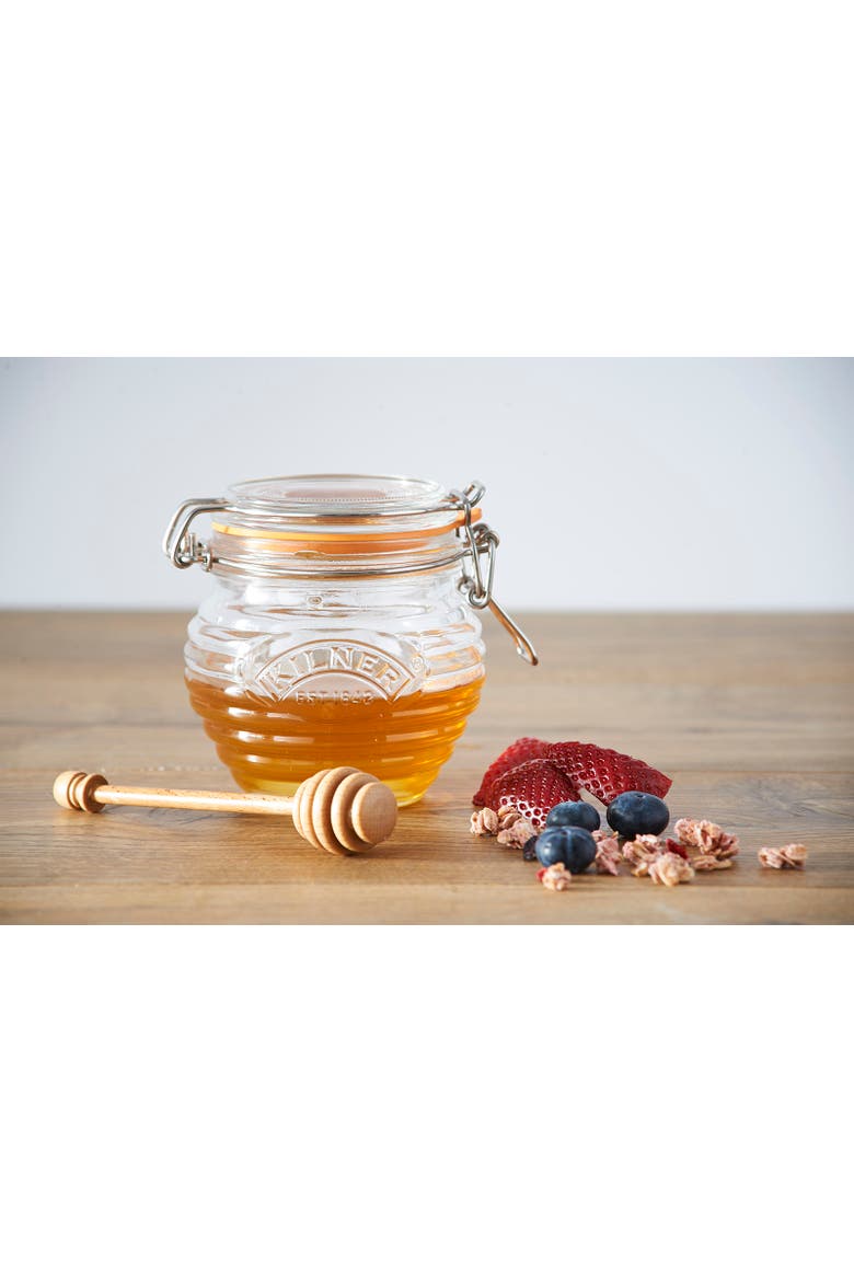 Honey Pot with Beechwood Dipper, 13.5 Ounce, Alternate, color, Clear