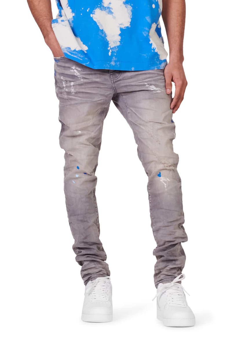 PURPLE BRAND PURPLE Paint Splatter Distressed Skinny Jeans, Main, color,