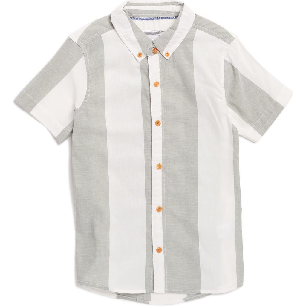 Sovereign Code Kids' Yarn Dye Oxford Stripe Button-up Shirt In Awning/sage