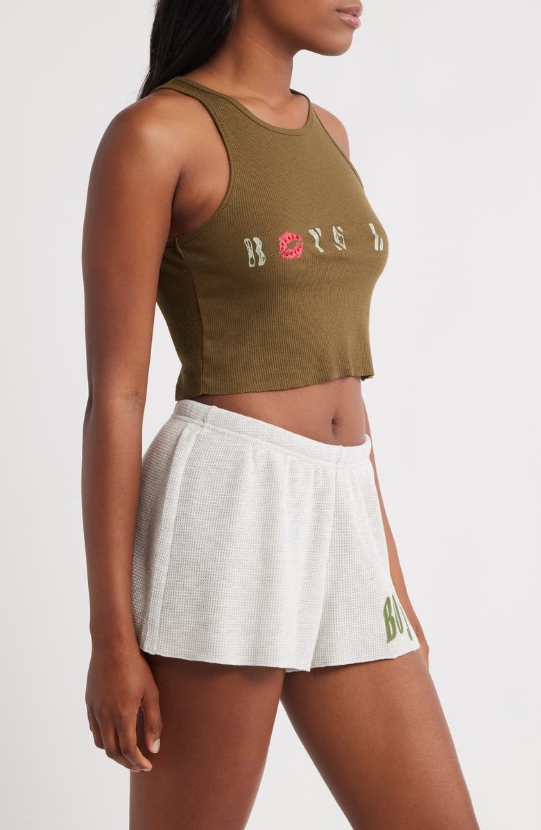 BOYS LIE Cadet Bee Gee Rib Crop Tank, Alternate, color, Brown