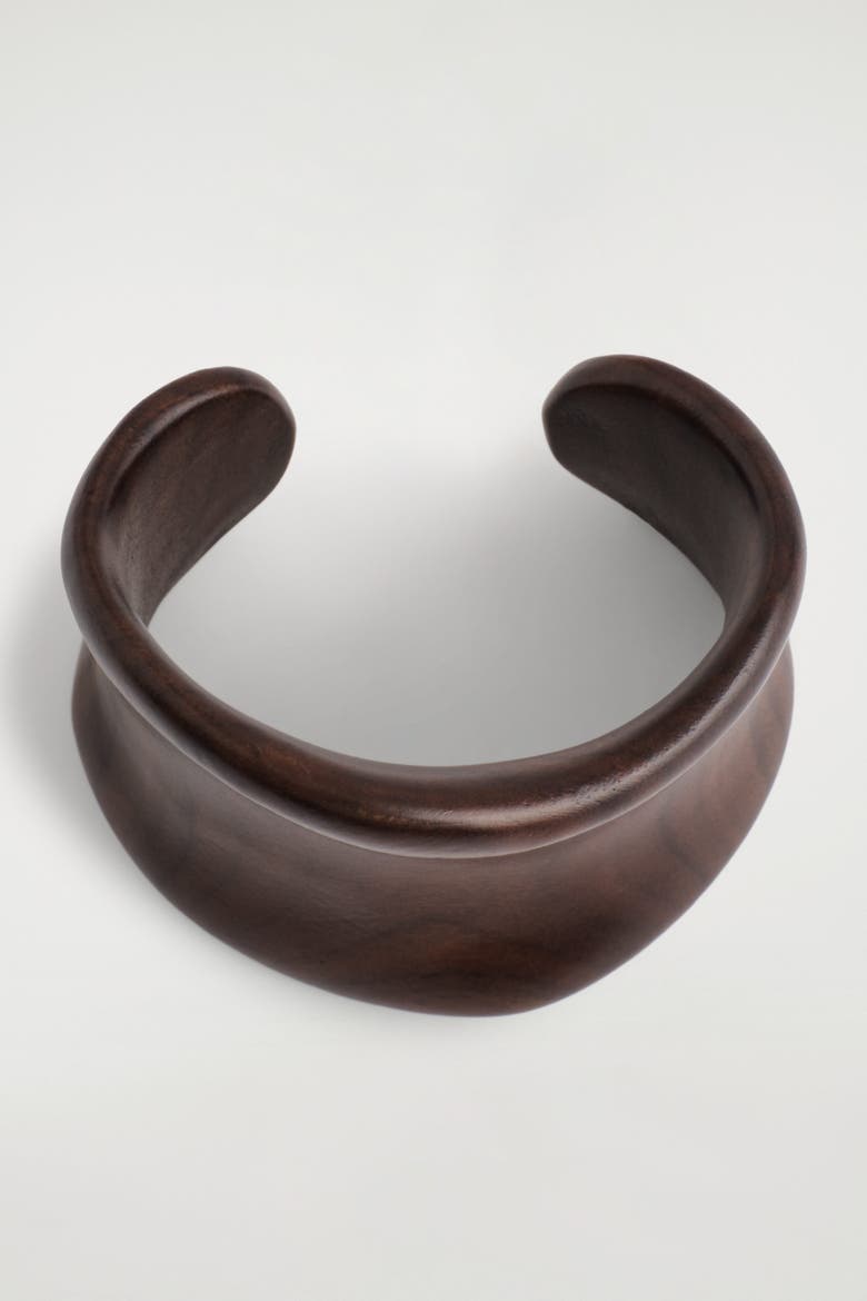 Curved Wooden Cuff, Alternate, color, WALNUT