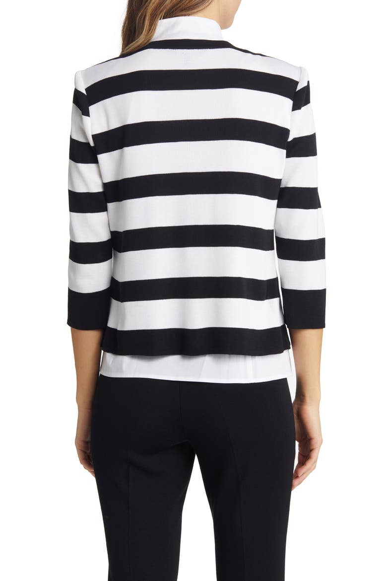 Bold Stripe Cardigan, Alternate, color, BLACK/ WHITE