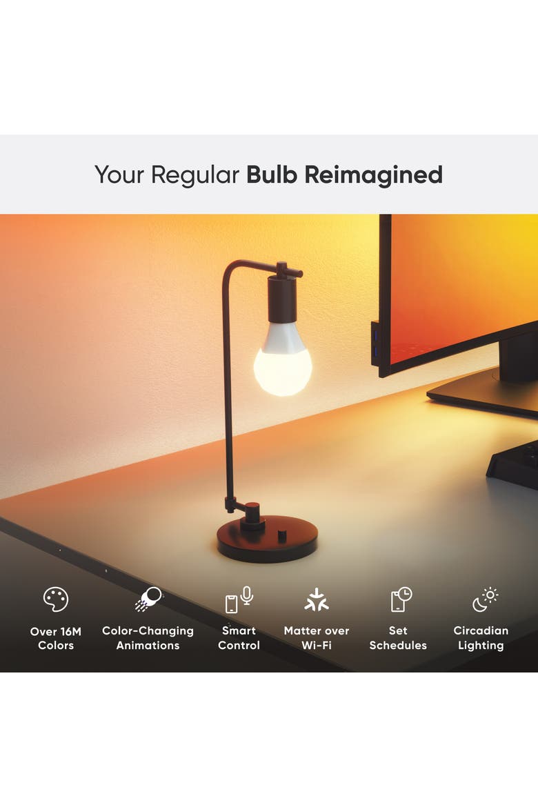 Caveman Matter & Wi-Fi A19 Smart LED Light Bulb, Alternate, color, Multicolor