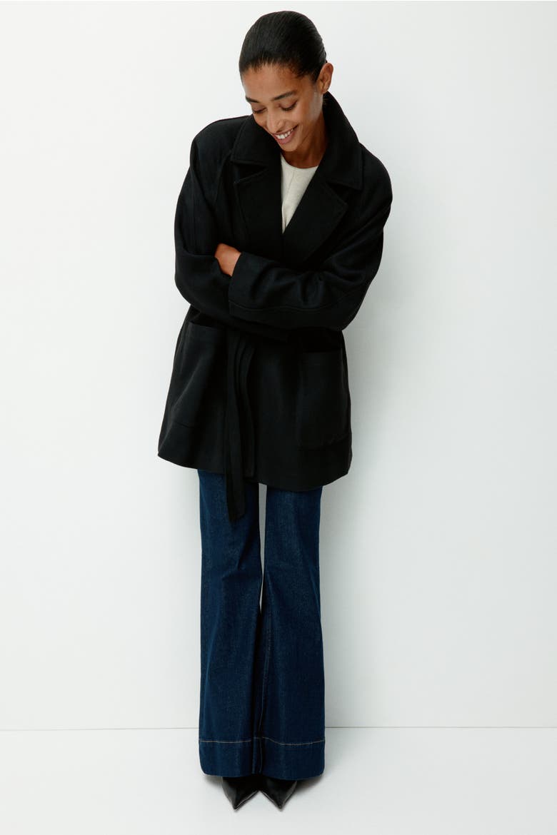 Tie-belt Coat, Alternate, color, Black