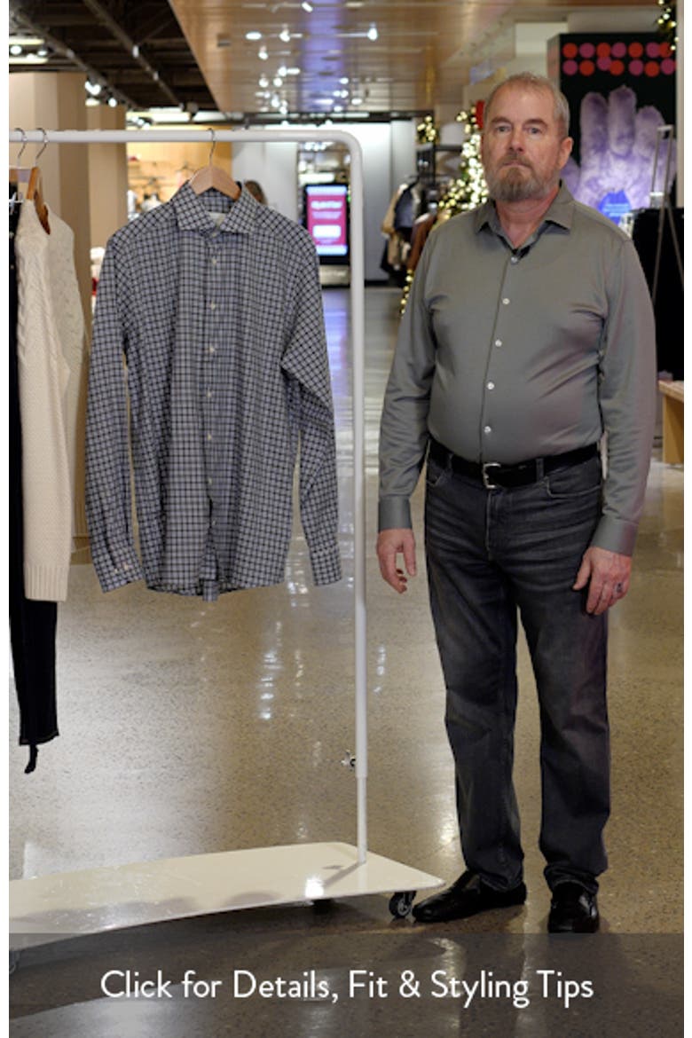 Contemporary Fit Grey Check Cotton Flannel Dress Shirt video