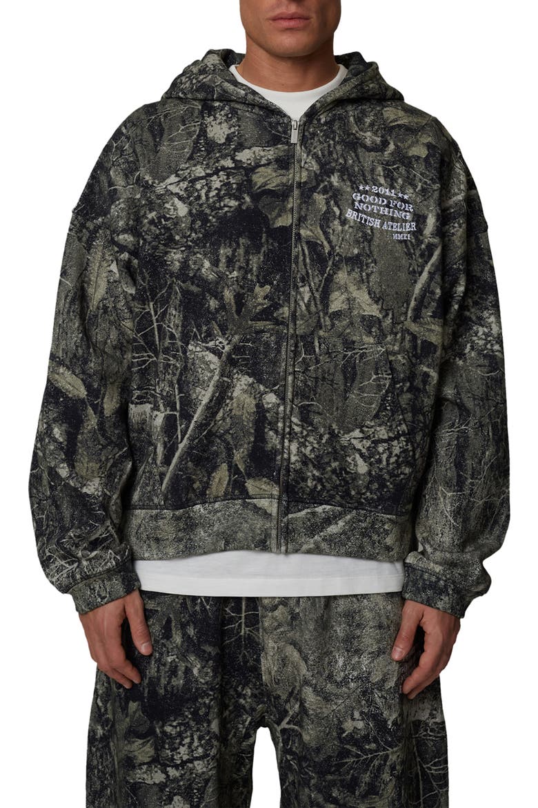 Boxy-Fit Zipped Icarus Hoodie, Main, color, Green