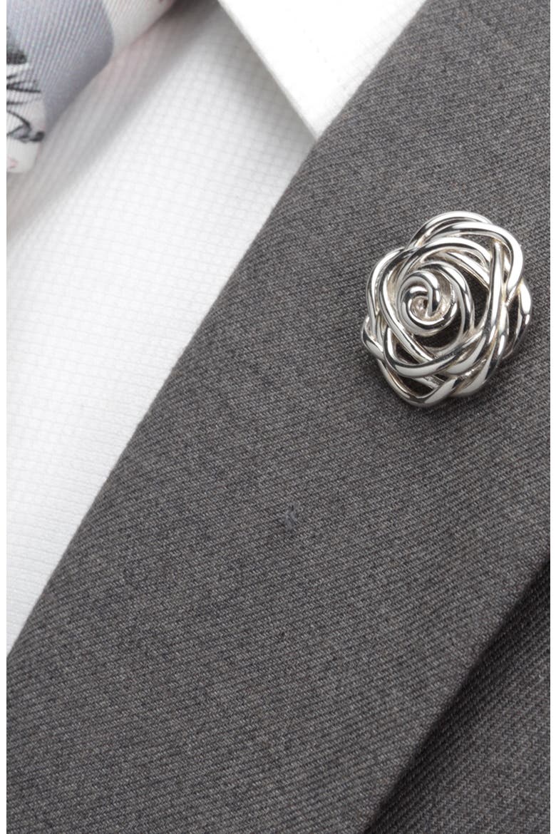 Sterling Silver Rose Cuff Links, Alternate, color, SILVER