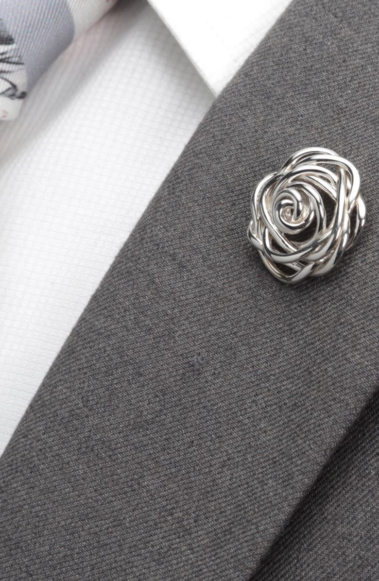 Cufflinks, Inc. Sterling Silver Rose Cuff Links, Alternate, color, Silver