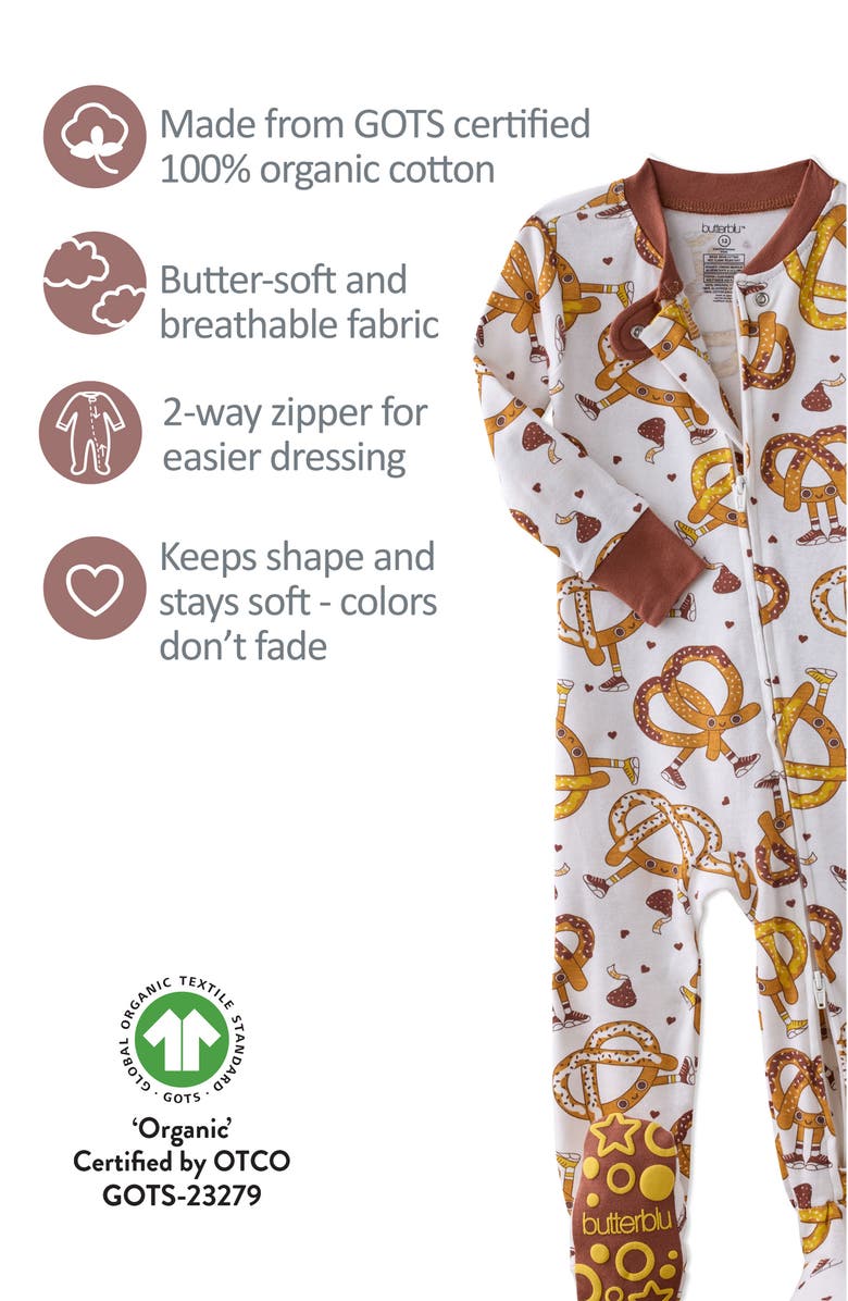 BUTTERBLU Cruz One-Piece Fitted Organic Cotton Footie Pajamas, Alternate, color,