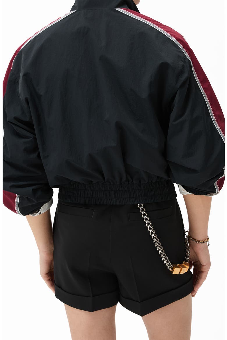 Oversize Wrinkled Nylon Track Jacket, Alternate, color, BLACK